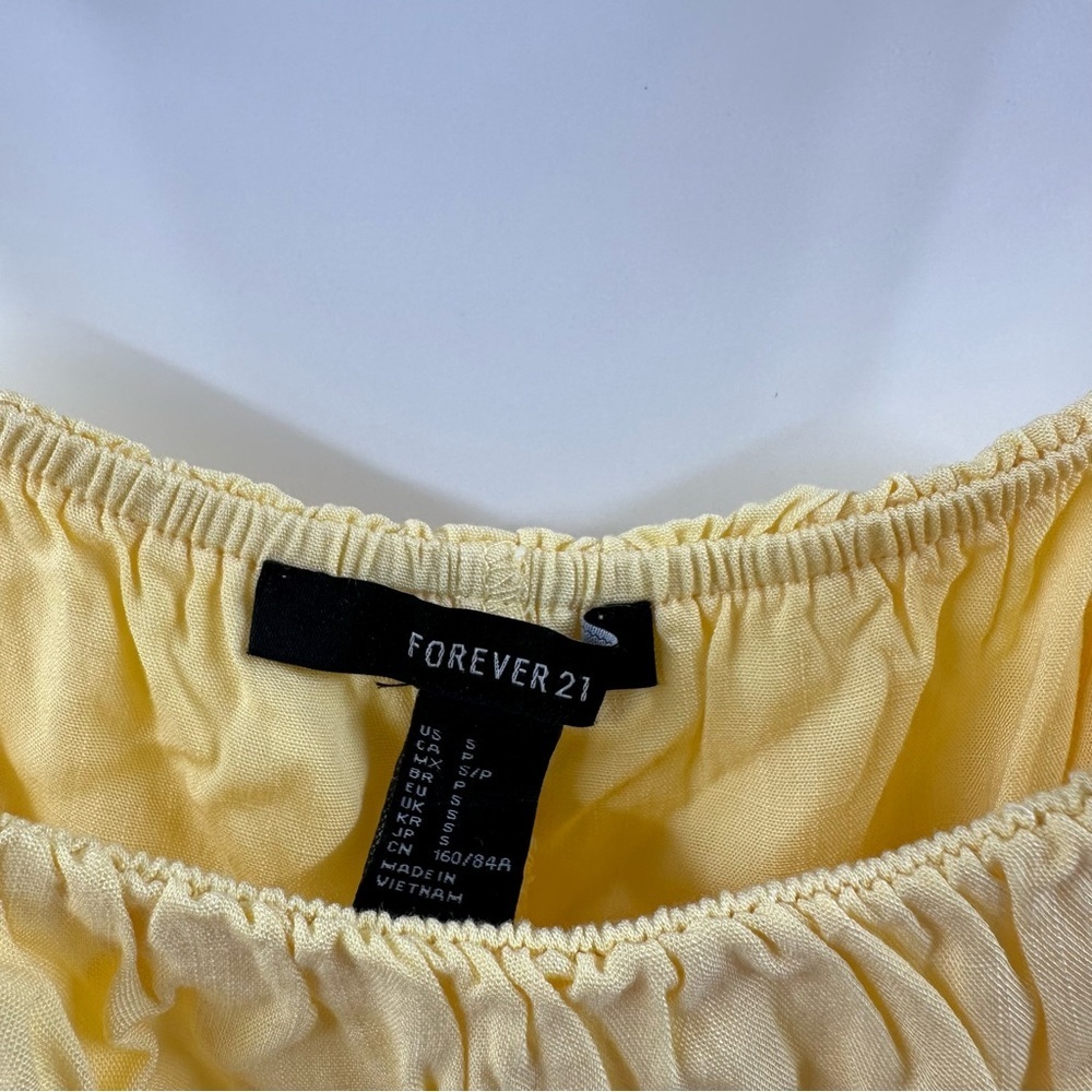 Forever 21 Yellow Bubble Tank Top – Adjustable Tie Straps, Size Small - Picture 3 of 4
